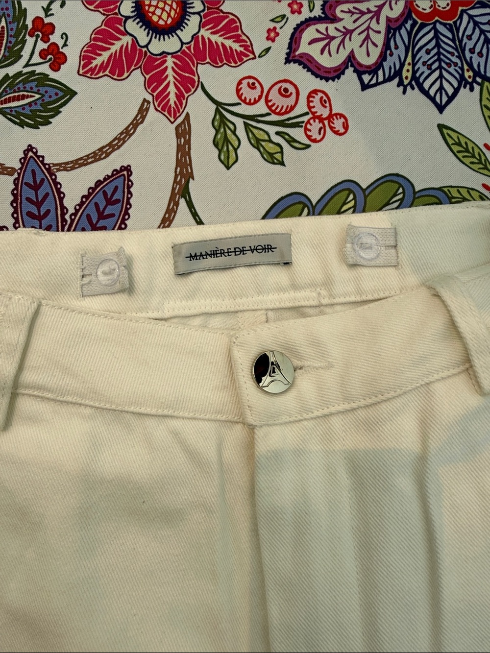Maniere De Voir Wide Leg Pants in Cream